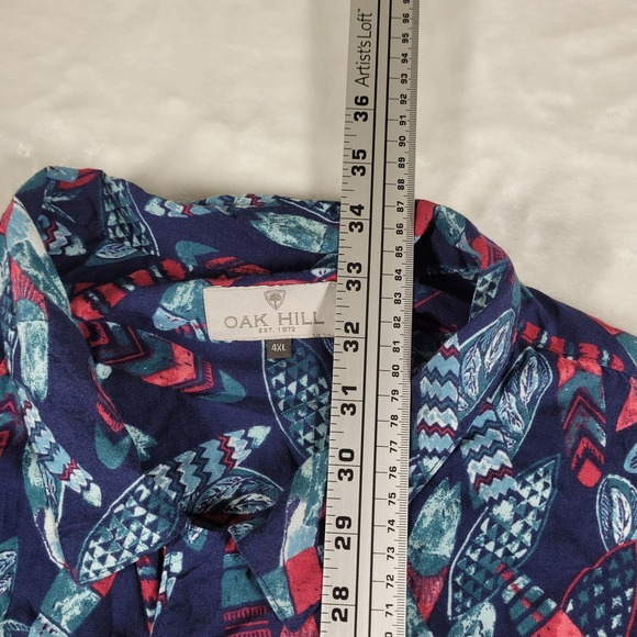 Oak‎ Hill Short Sleeve Button Up Shirt Men's 4XL Multicolor Hawaiian Geometric - Picture 3 of 7